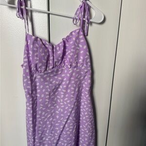 Lilac Spotted Tie-Strap Midi Dress